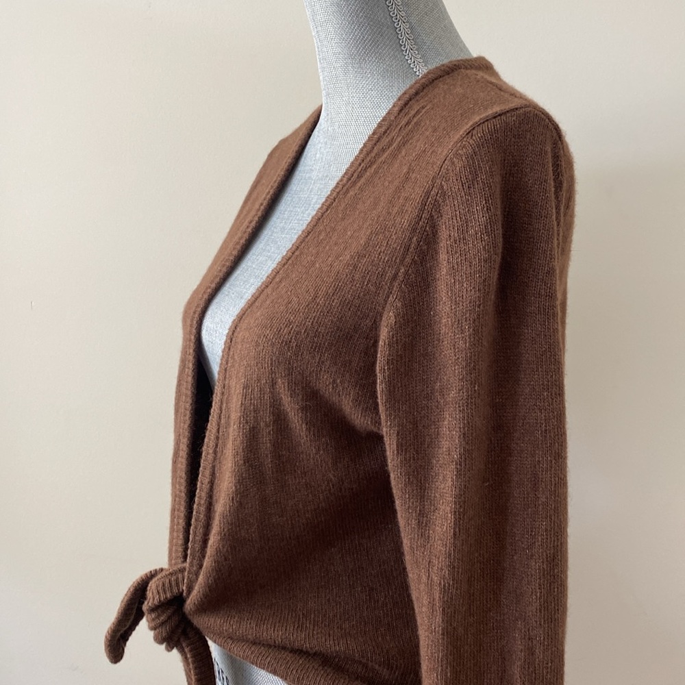 Isabella Bird Ballet Wrap Tie Front Cashmere Cardigan Sweater Brown Size Medium - Picture 5 of 13